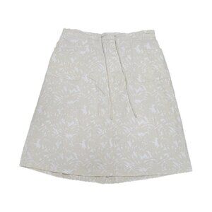 Denim & Co. Size 1X Easy Wear Twill Pull-On Skirt Pockets Beige Tropical Beach